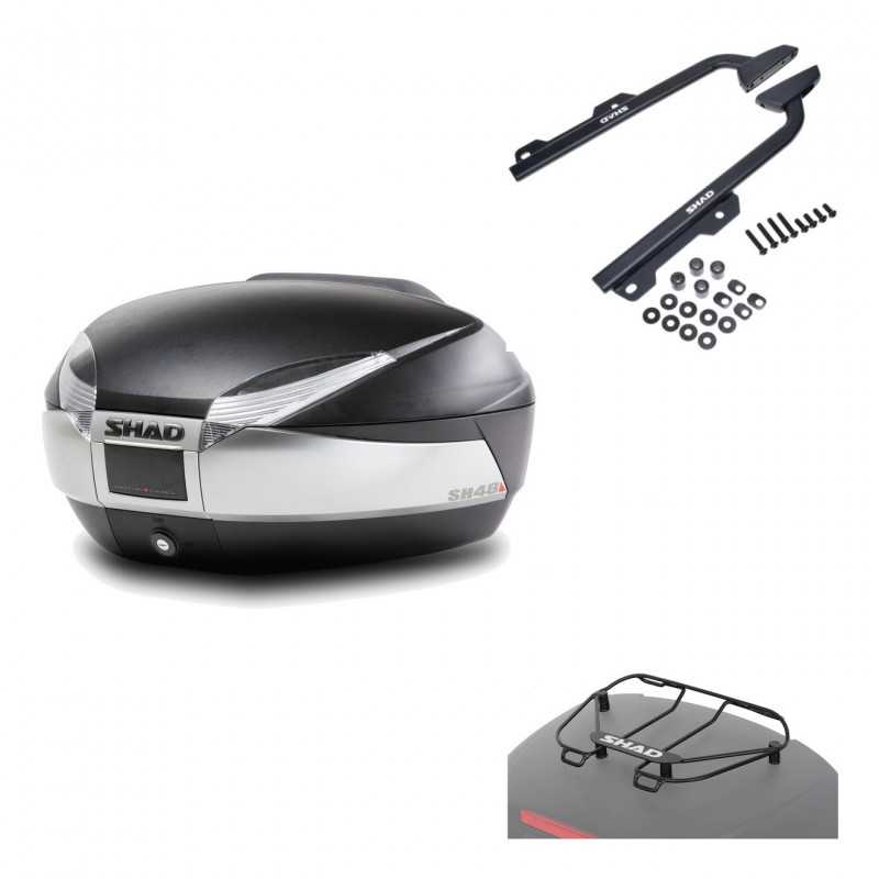 SHAD Baul trasero + herraje montaje parrilla portabultos superior SH48 TITANIUM PREMIUM KIT-186067