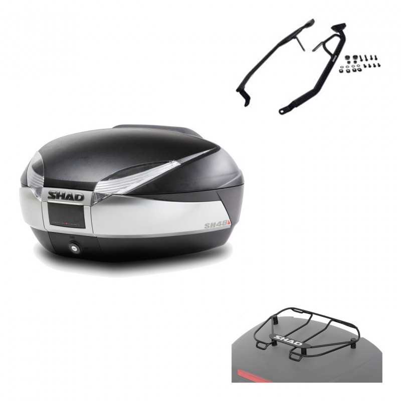 SHAD Baul trasero + herraje montaje parrilla portabultos superior SH48 TITANIUM PREMIUM KIT-185667