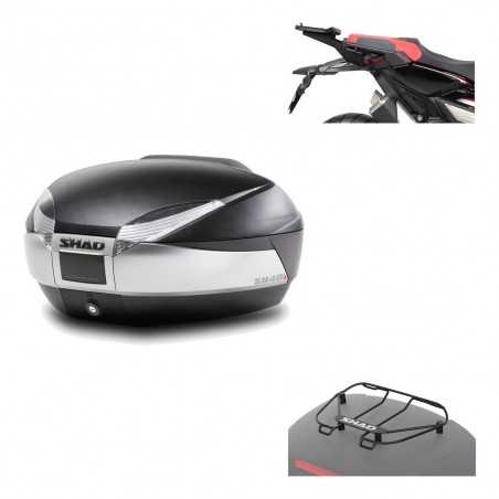 SHAD Baul trasero + herraje montaje parrilla portabultos superior SH48 TITANIUM PREMIUM KIT-186171