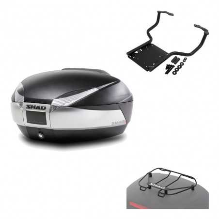 SHAD Baul trasero + herraje montaje parrilla portabultos superior SH48 TITANIUM PREMIUM KIT-186123