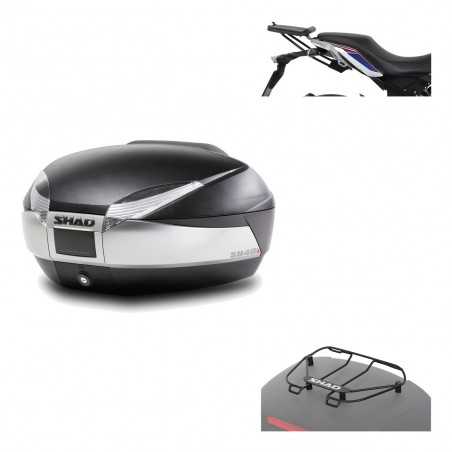 SHAD Baul trasero + herraje montaje parrilla portabultos superior SH48 TITANIUM PREMIUM KIT-186275