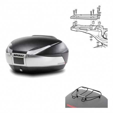 SHAD Baul trasero + herraje montaje parrilla portabultos superior SH48 TITANIUM PREMIUM KIT-186179