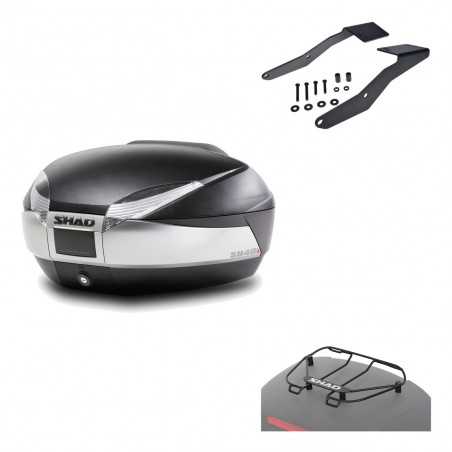 SHAD Baul trasero + herraje montaje parrilla portabultos superior SH48 TITANIUM PREMIUM KIT-186131