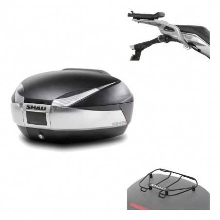 SHAD Baul trasero + herraje montaje parrilla portabultos superior SH48 TITANIUM PREMIUM KIT-186283