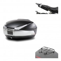 SHAD Baul trasero + herraje montaje parrilla portabultos superior SH48 TITANIUM PREMIUM KIT-186235