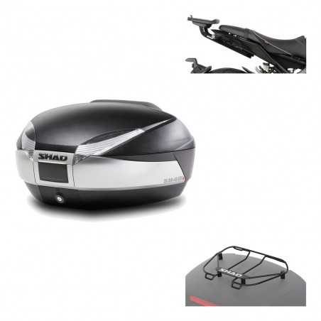 SHAD Baul trasero + herraje montaje parrilla portabultos superior SH48 TITANIUM PREMIUM KIT-186235