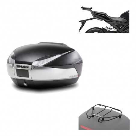 SHAD Baul trasero + herraje montaje parrilla portabultos superior SH48 TITANIUM PREMIUM KIT-186587