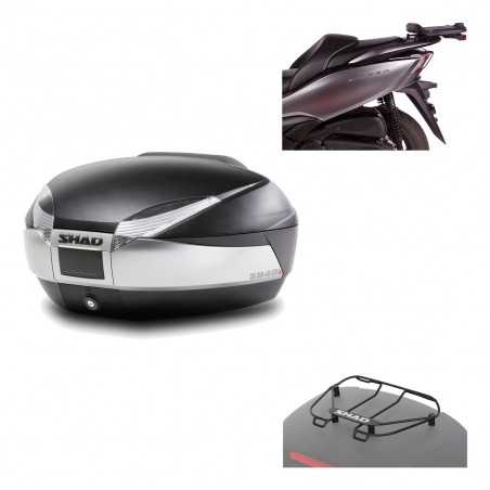 SHAD Baul trasero + herraje montaje parrilla portabultos superior SH48 TITANIUM PREMIUM KIT-186539