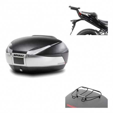 SHAD Baul trasero + herraje montaje parrilla portabultos superior SH48 TITANIUM PREMIUM KIT-186139