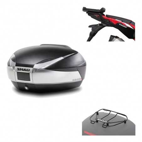 SHAD Baul trasero + herraje montaje parrilla portabultos superior SH48 TITANIUM PREMIUM KIT-186491