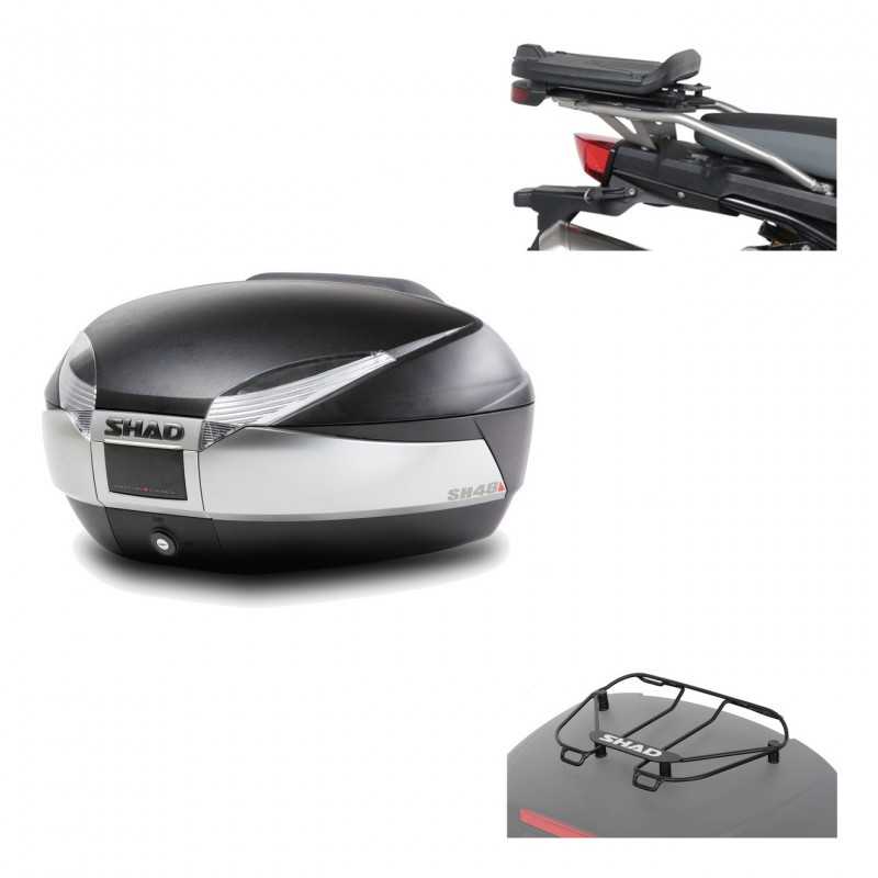 SHAD Baul trasero + herraje montaje parrilla portabultos superior SH48 TITANIUM PREMIUM KIT-186347