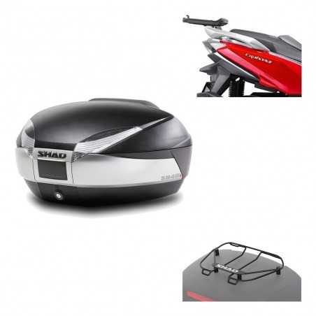 SHAD Baul trasero + herraje montaje parrilla portabultos superior SH48 TITANIUM PREMIUM KIT-186595