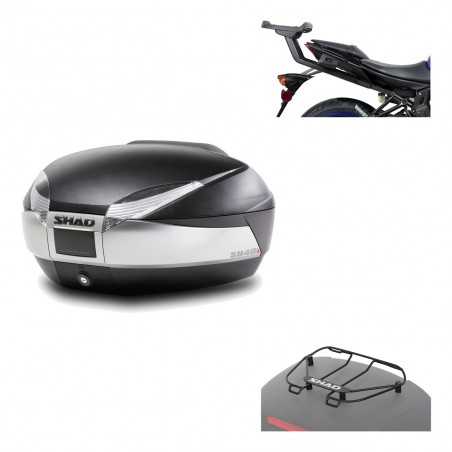 SHAD Baul trasero + herraje montaje parrilla portabultos superior SH48 TITANIUM PREMIUM KIT-186355
