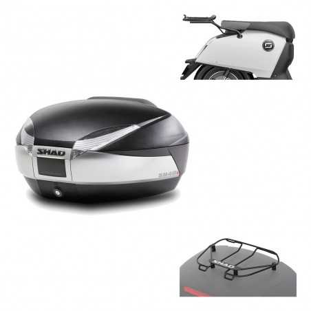 SHAD Baul trasero + herraje montaje parrilla portabultos superior SH48 TITANIUM PREMIUM KIT-186603