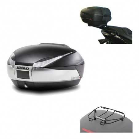 SHAD Baul trasero + herraje montaje parrilla portabultos superior SH48 TITANIUM PREMIUM KIT-186555