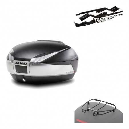 SHAD Baul trasero + herraje montaje parrilla portabultos superior SH48 TITANIUM PREMIUM KIT-186211