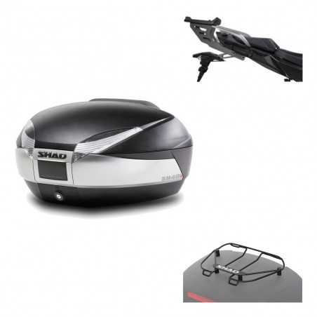 SHAD Baul trasero + herraje montaje parrilla portabultos superior SH48 TITANIUM PREMIUM KIT-186363
