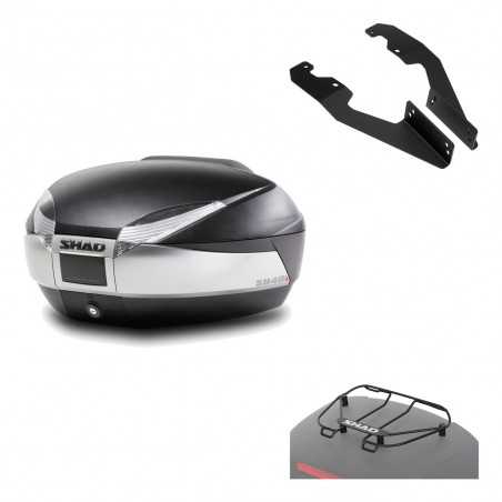 SHAD Baul trasero + herraje montaje parrilla portabultos superior SH48 TITANIUM PREMIUM KIT-186563