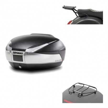 SHAD Baul trasero + herraje montaje parrilla portabultos superior SH48 TITANIUM PREMIUM KIT-186515