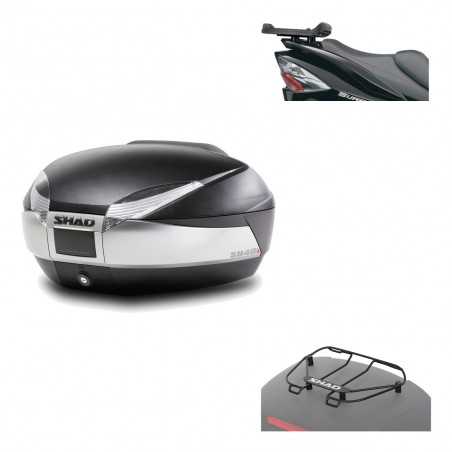 SHAD Baul trasero + herraje montaje parrilla portabultos superior SH48 TITANIUM PREMIUM KIT-186219