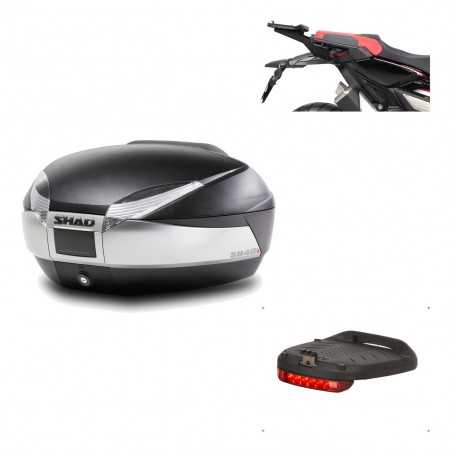 SHAD Baul trasero + herraje montaje luz de freno SH48 TITANIUM PREMIUM KIT-186168