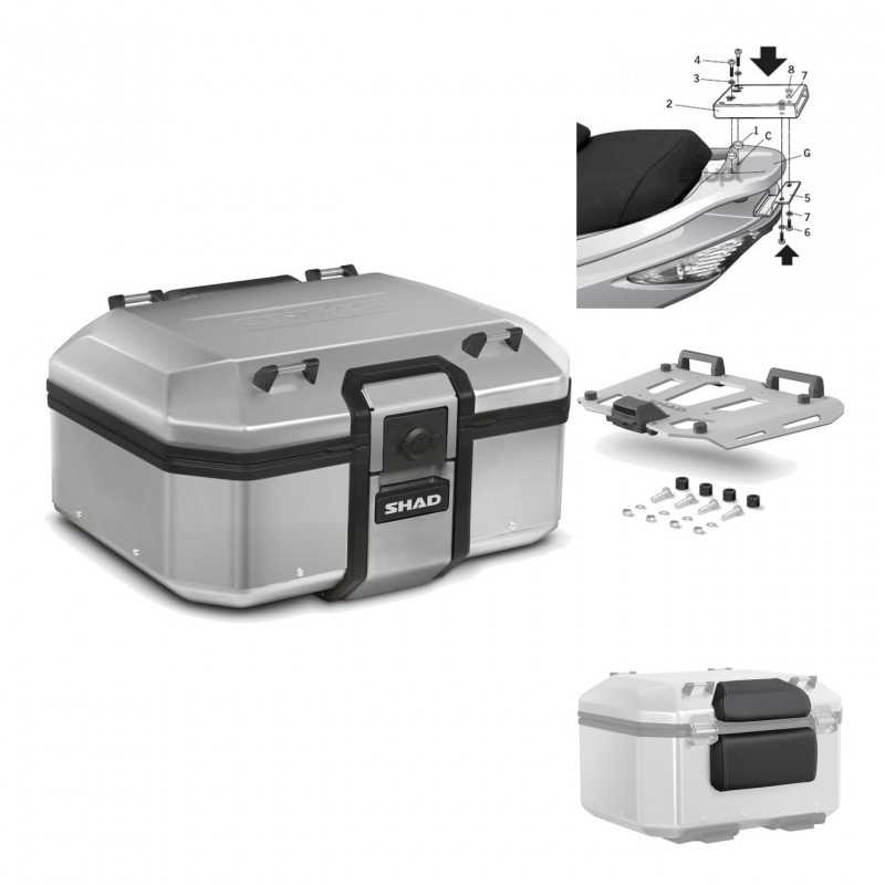 SHAD Baul trasero + herraje montaje parrilla respaldo de pasajero TR37 TERRA KIT-186869
