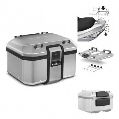 SHAD Baul trasero + herraje montaje parrilla respaldo de pasajero TR48 TERRA KIT-188232