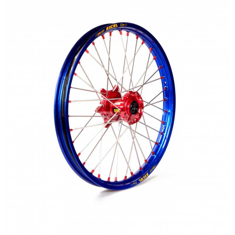 Full wheel blue hub red hub rings silver red nuts  21-1,60 1 115019/3/6/1/6