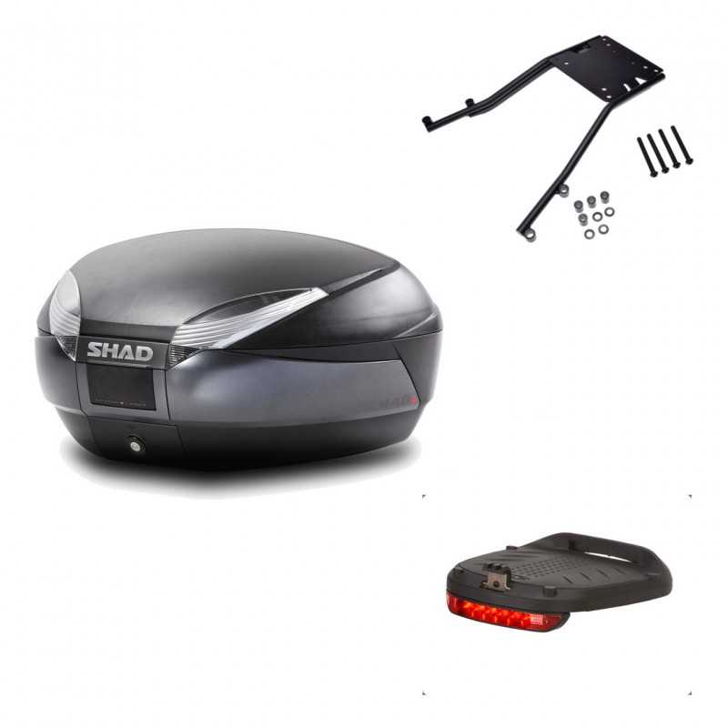 SHAD Baul trasero + herraje montaje luz de freno SH48 DARK GREY PREMIUM KIT-189371