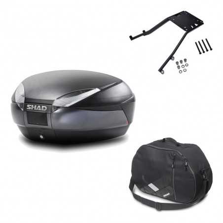 SHAD Baul trasero + herraje montaje bolsa interna SH48 DARK GREY PREMIUM KIT-189372