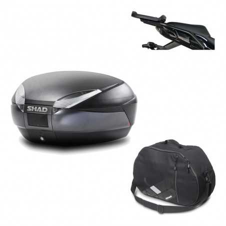 SHAD Baul trasero + herraje montaje bolsa interna SH48 DARK GREY PREMIUM KIT-189572