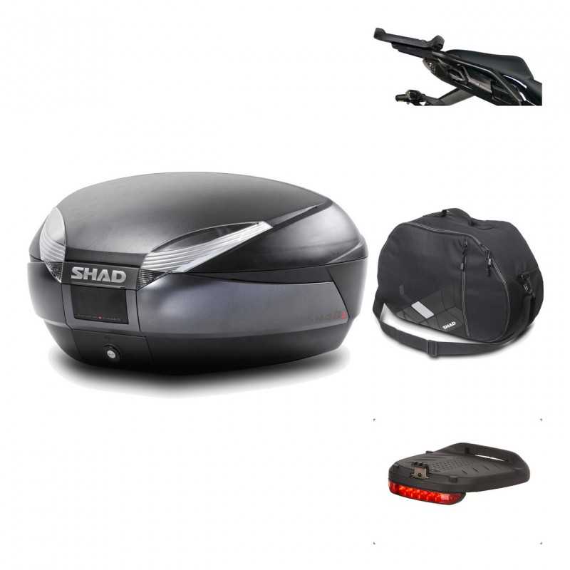 SHAD Baul trasero + herraje montaje accesorios SH48 DARK GREY PREMIUM KIT-189573