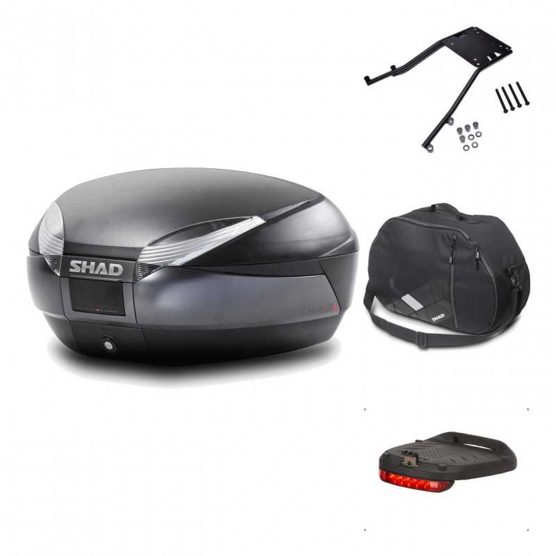 SHAD Baul trasero + herraje montaje accesorios SH48 DARK GREY PREMIUM KIT-189373