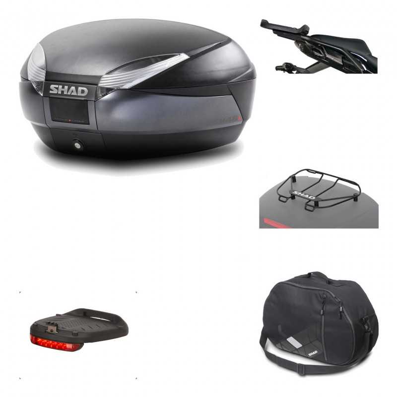 SHAD Baul trasero + herraje montaje accesorios SH48 DARK GREY PREMIUM KIT-189577