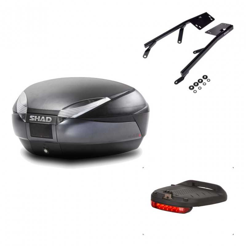 SHAD Baul trasero + herraje montaje luz de freno SH48 DARK GREY PREMIUM KIT-189579