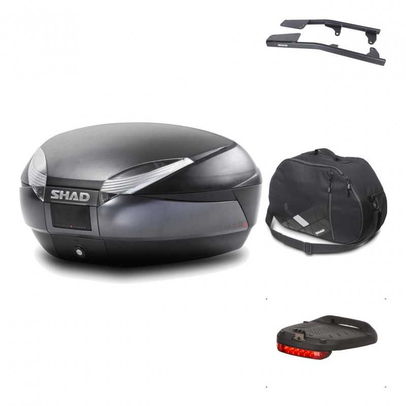 SHAD Baul trasero + herraje montaje accesorios SH48 DARK GREY PREMIUM KIT-189429