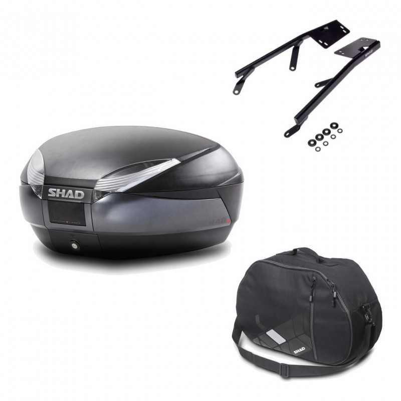 SHAD Baul trasero + herraje montaje bolsa interna SH48 DARK GREY PREMIUM KIT-189580