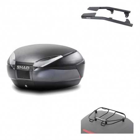 SHAD Baul trasero + herraje montaje parrilla portabultos superior SH48 DARK GREY PREMIUM KIT-189430