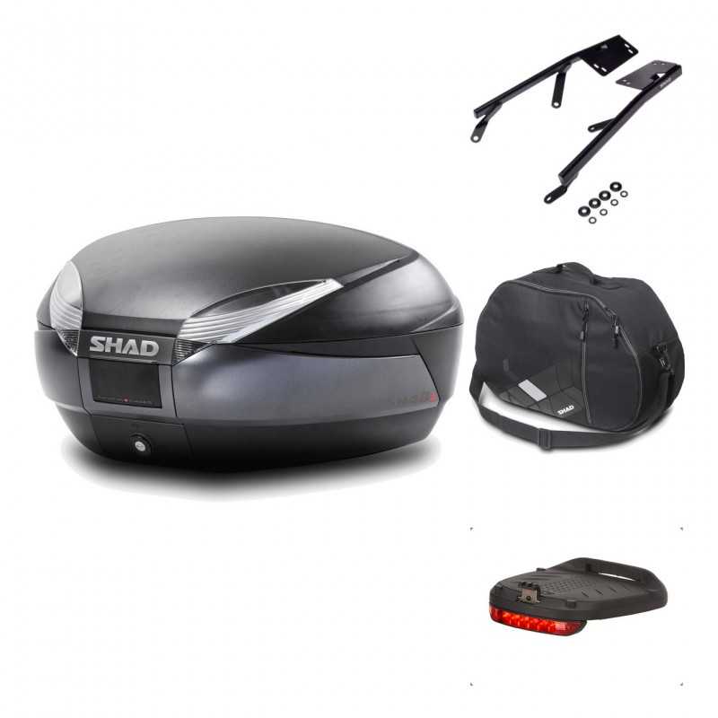 SHAD Baul trasero + herraje montaje accesorios SH48 DARK GREY PREMIUM KIT-189581