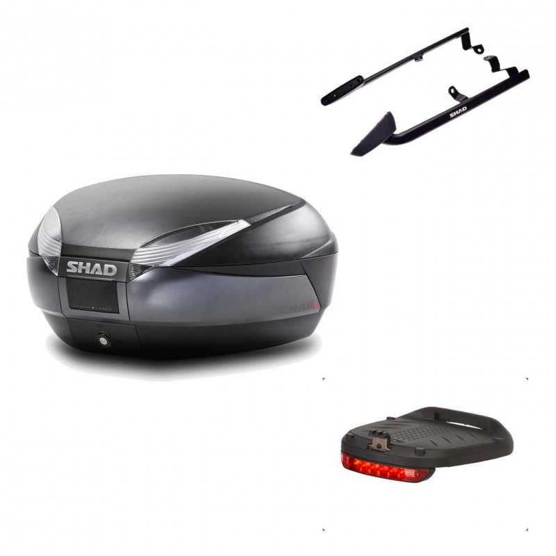 SHAD Baul trasero + herraje montaje luz de freno SH48 DARK GREY PREMIUM KIT-189531
