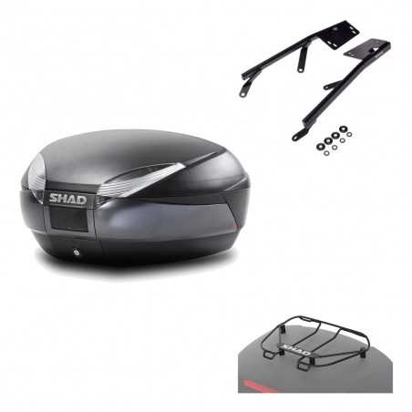 SHAD Baul trasero + herraje montaje parrilla portabultos superior SH48 DARK GREY PREMIUM KIT-189582