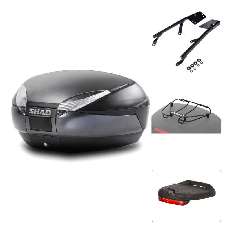 SHAD Baul trasero + herraje montaje accesorios SH48 DARK GREY PREMIUM KIT-189583