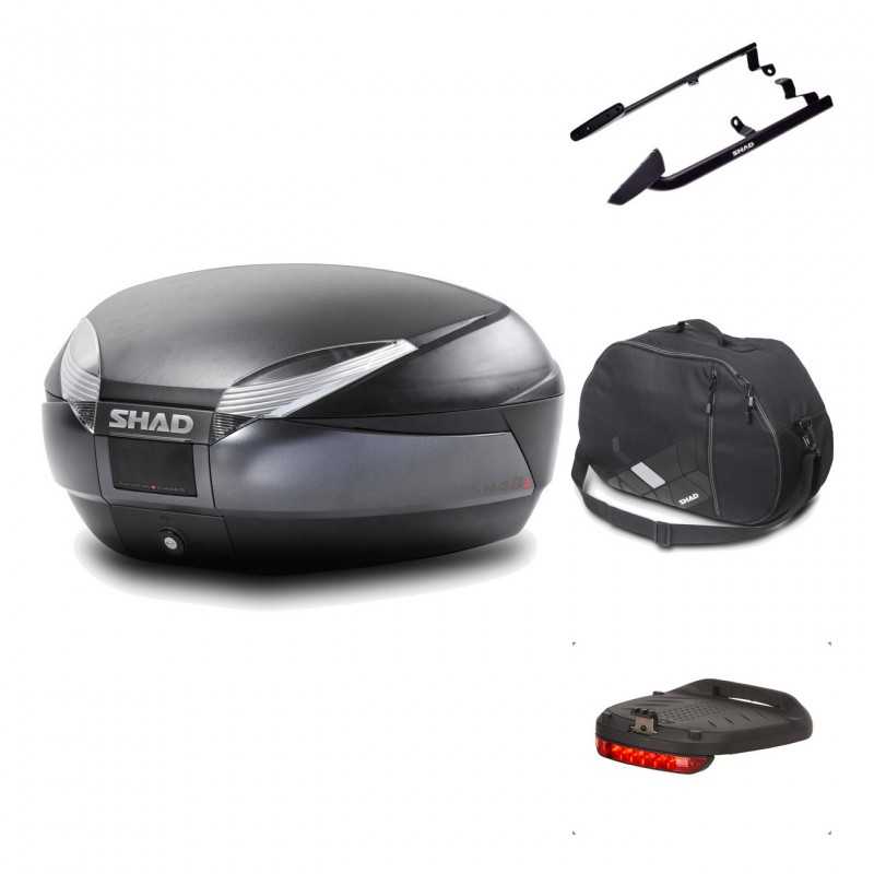 SHAD Baul trasero + herraje montaje accesorios SH48 DARK GREY PREMIUM KIT-189533