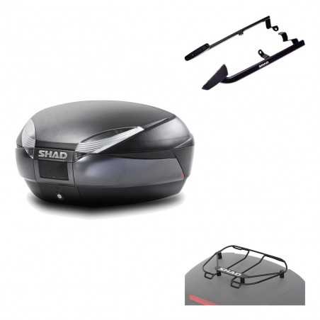 SHAD Baul trasero + herraje montaje parrilla portabultos superior SH48 DARK GREY PREMIUM KIT-189534
