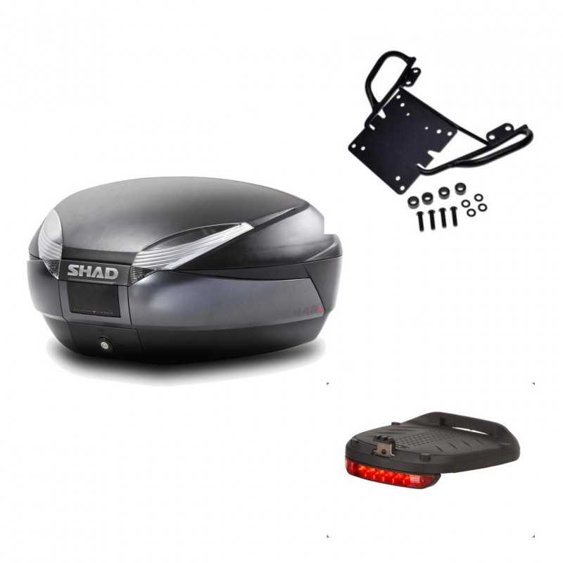 SHAD Baul trasero + herraje montaje luz de freno SH48 DARK GREY PREMIUM KIT-189387