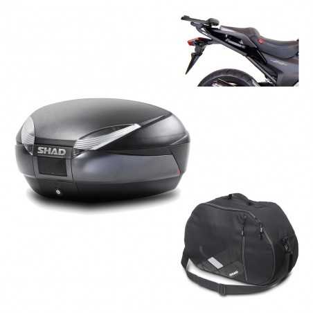 SHAD Baul trasero + herraje montaje bolsa interna SH48 DARK GREY PREMIUM KIT-189436
