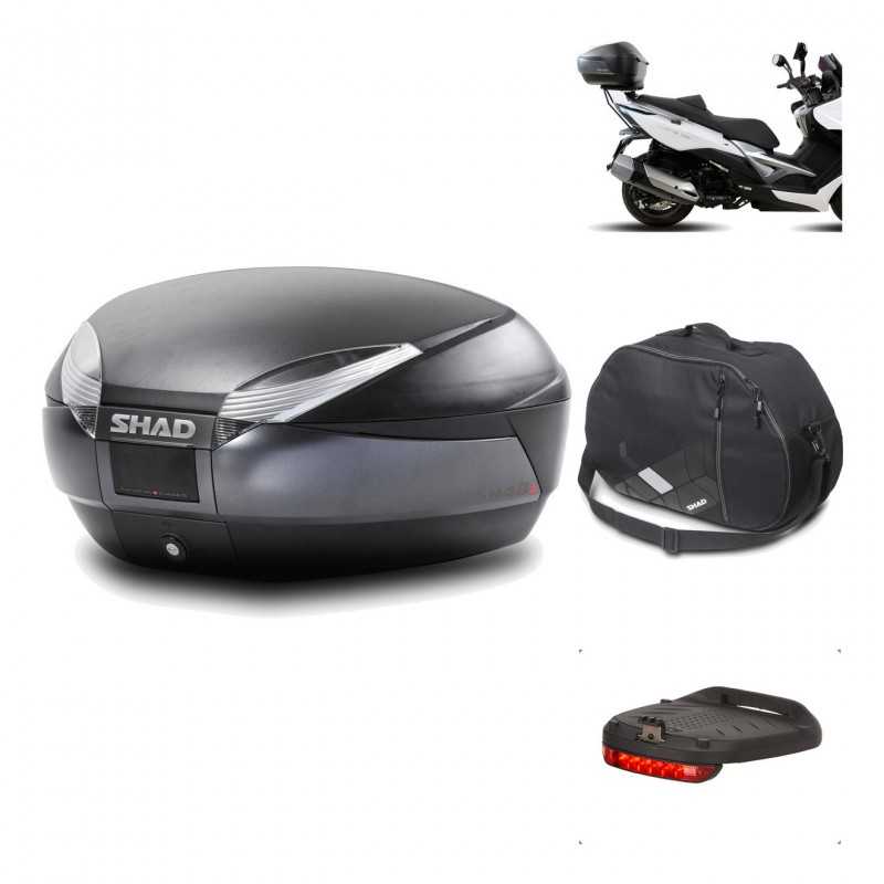 SHAD Baul trasero + herraje montaje accesorios SH48 DARK GREY PREMIUM KIT-189589