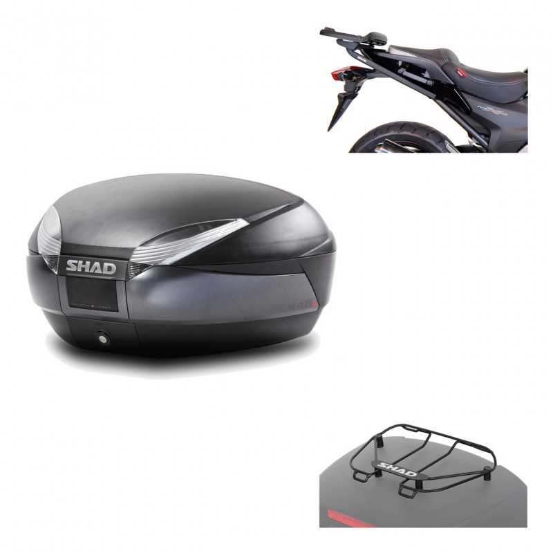 SHAD Baul trasero + herraje montaje parrilla portabultos superior SH48 DARK GREY PREMIUM KIT-189438
