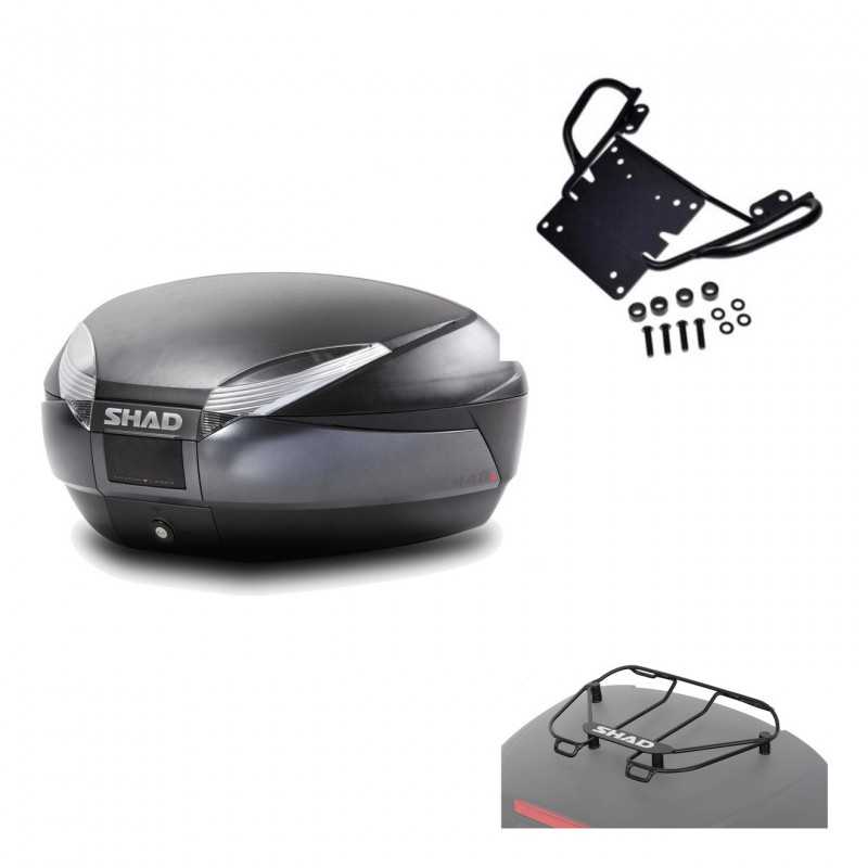SHAD Baul trasero + herraje montaje parrilla portabultos superior SH48 DARK GREY PREMIUM KIT-189390