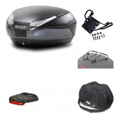 SHAD Baul trasero + herraje montaje accesorios SH48 DARK GREY PREMIUM KIT-189393